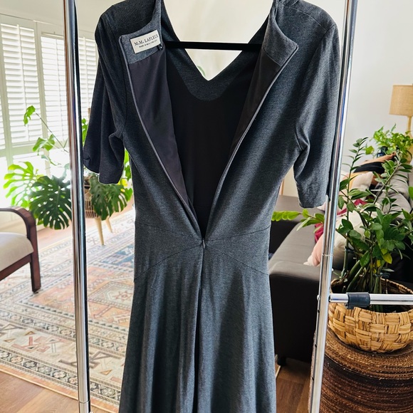 MM Lafleur Charcoal Gray Criss Cross Midi Dress Size 10 - Picture 4 of 8